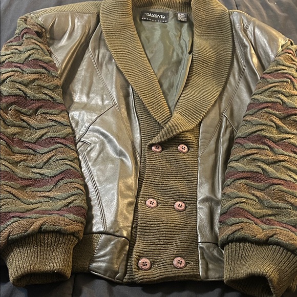 Olive Green Leather Jacket and Pants Set - Picture 10 of 10